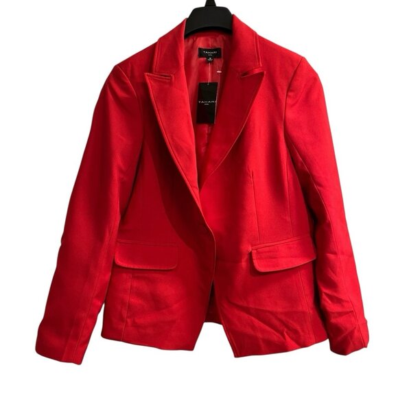 Tahari ASL Blazer Womens 8 Radiant Red Crepe Jacket Structured Office Career - Picture 1 of 11